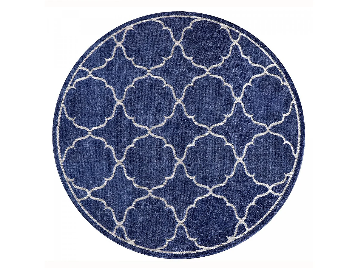 Tappeto da esterno Ø200cm tessuto rotondo kilim blu KUMA