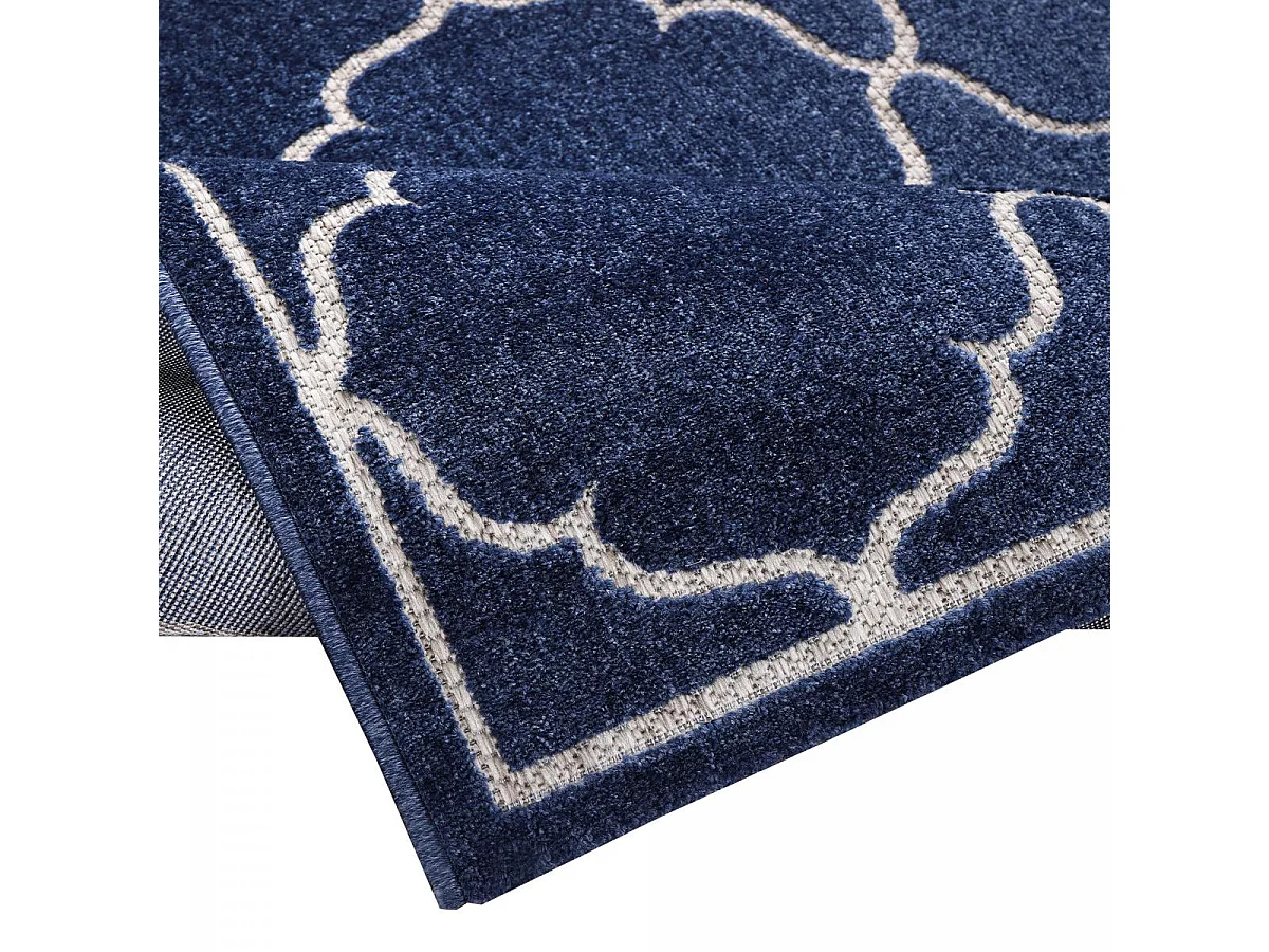 Tappeto da esterno Ø200cm tessuto rotondo kilim blu KUMA