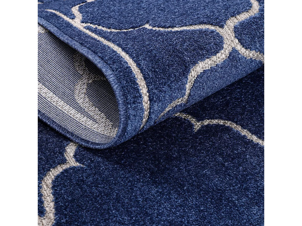 Tappeto da esterno Ø200cm tessuto rotondo kilim blu KUMA