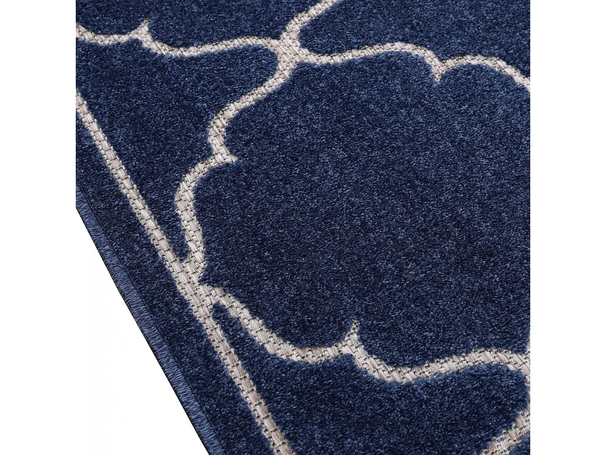 Tappeto da esterno Ø200cm tessuto rotondo kilim blu KUMA