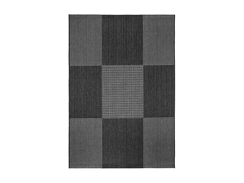 Tapis extérieur 133x190 tissé kilim anthracite et gris EXTERNA