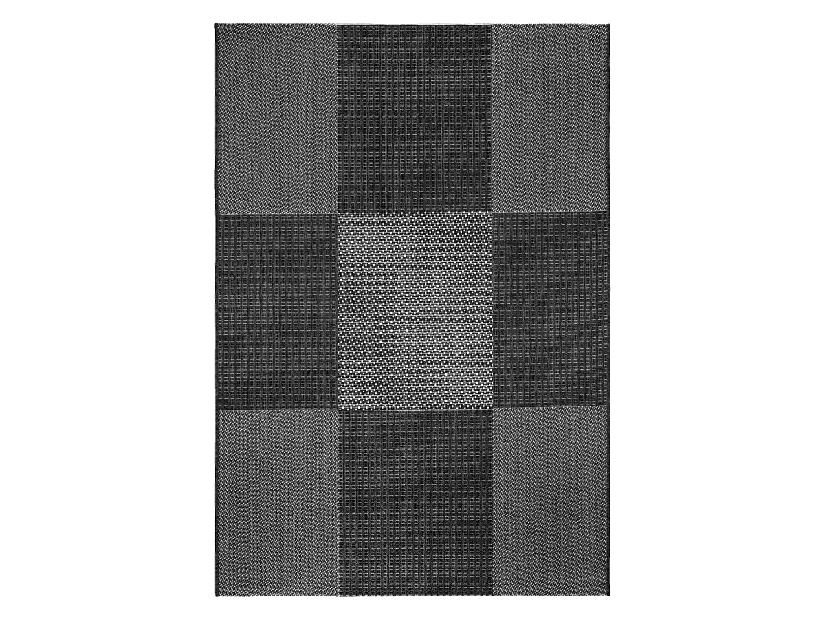 Tapis extérieur 133x190 tissé kilim anthracite et gris EXTERNA