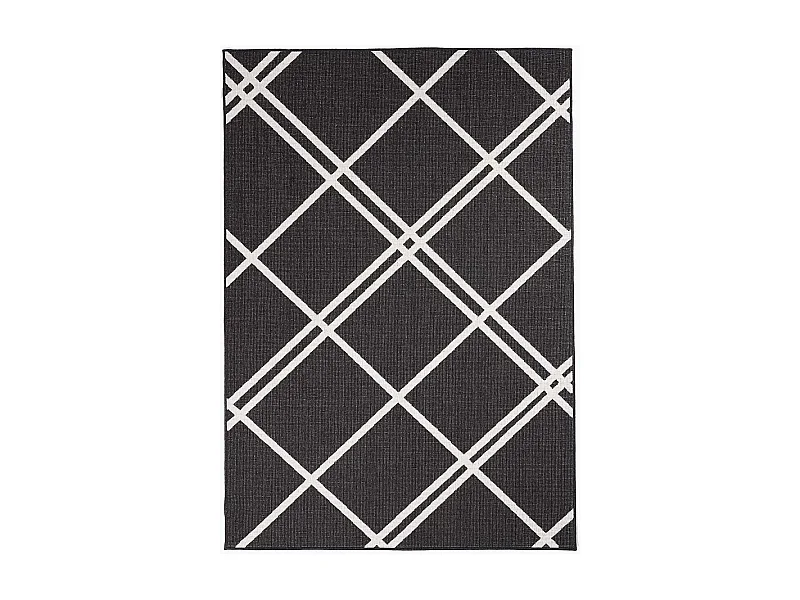 Tapis extérieur, kilim reversible 80x150 LYN2 AB REVERSIBLE noir et crème