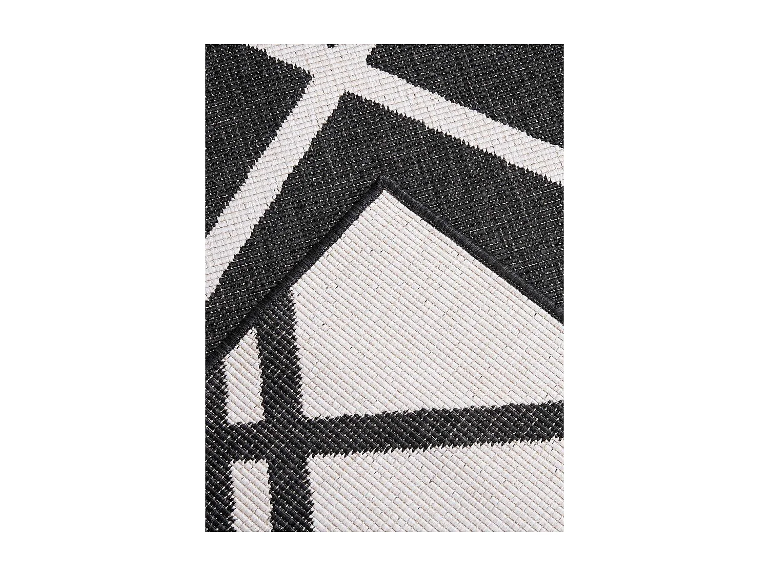 Tapis extérieur, kilim reversible 80x150 LYN2 AB REVERSIBLE noir et crème