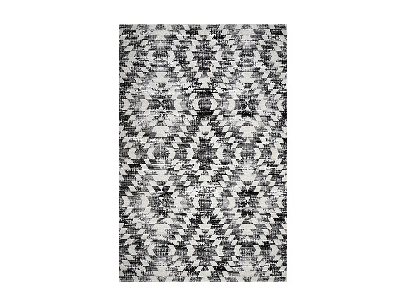 Tapis extérieur 150x220 tissé kilim gris et noir SANDRINE