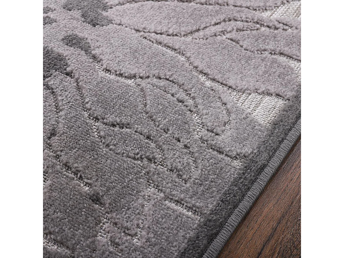 Tapis extérieur Ø200cm rond tissé kilim gris clair CHIMEKA