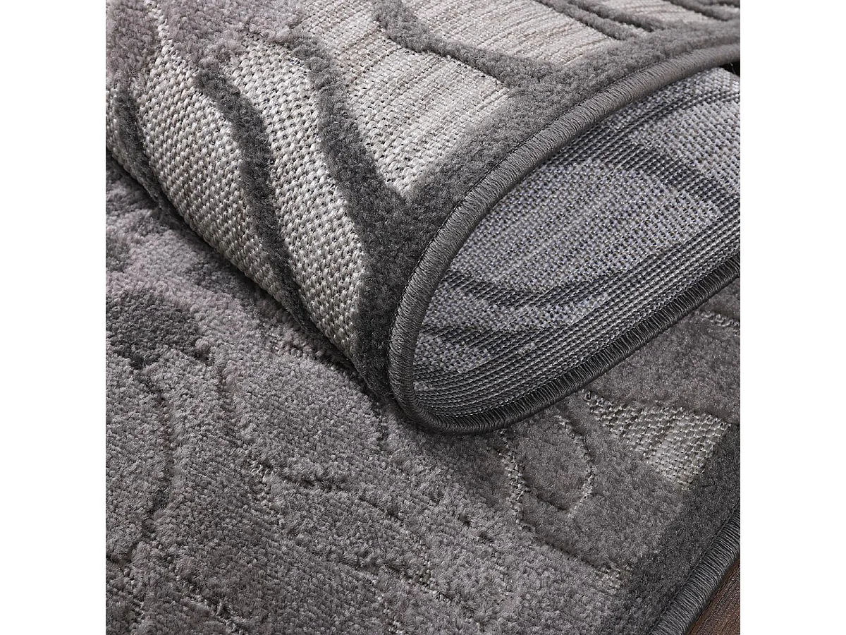 Tappeto da esterno Ø200cm tessuto rotondo kilim grigio chiaro CHIMEKA
