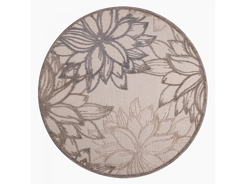 Tappeto da esterno Ø150 cm rotondo tessuto kilim crema CHIMEK