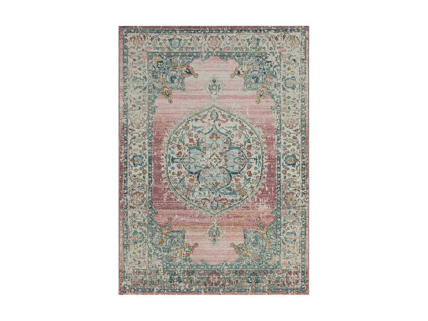 Tapis extérieur 140x200 tissé kilim bleu et ros SALOUT A