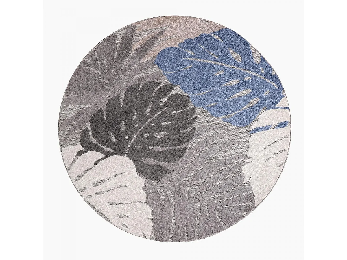 Tapis extérieur Ø150cm rond tissé kilim beige CHIMEKI