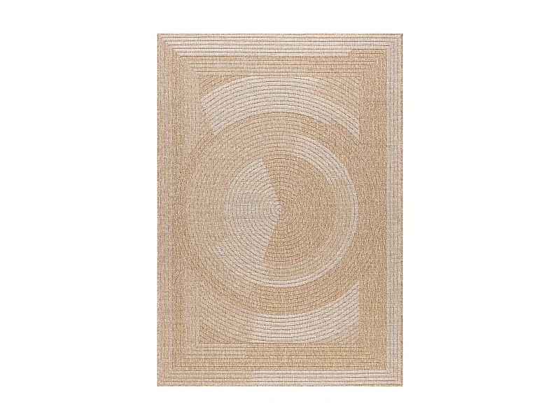 Tapis extérieur 160x230 tissé kilim beige et blanc JUTE ART 7