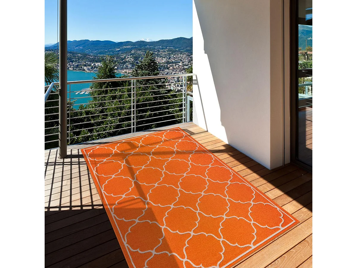 Tapis extérieur 80x150 tissé kilim orange KUMA