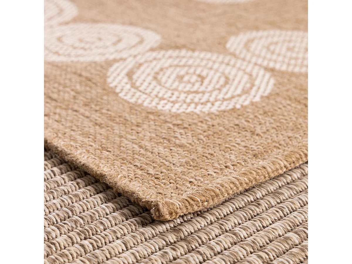 Tapis extérieur 160x230 tissé kilim beige et blanc JUTE ART 8