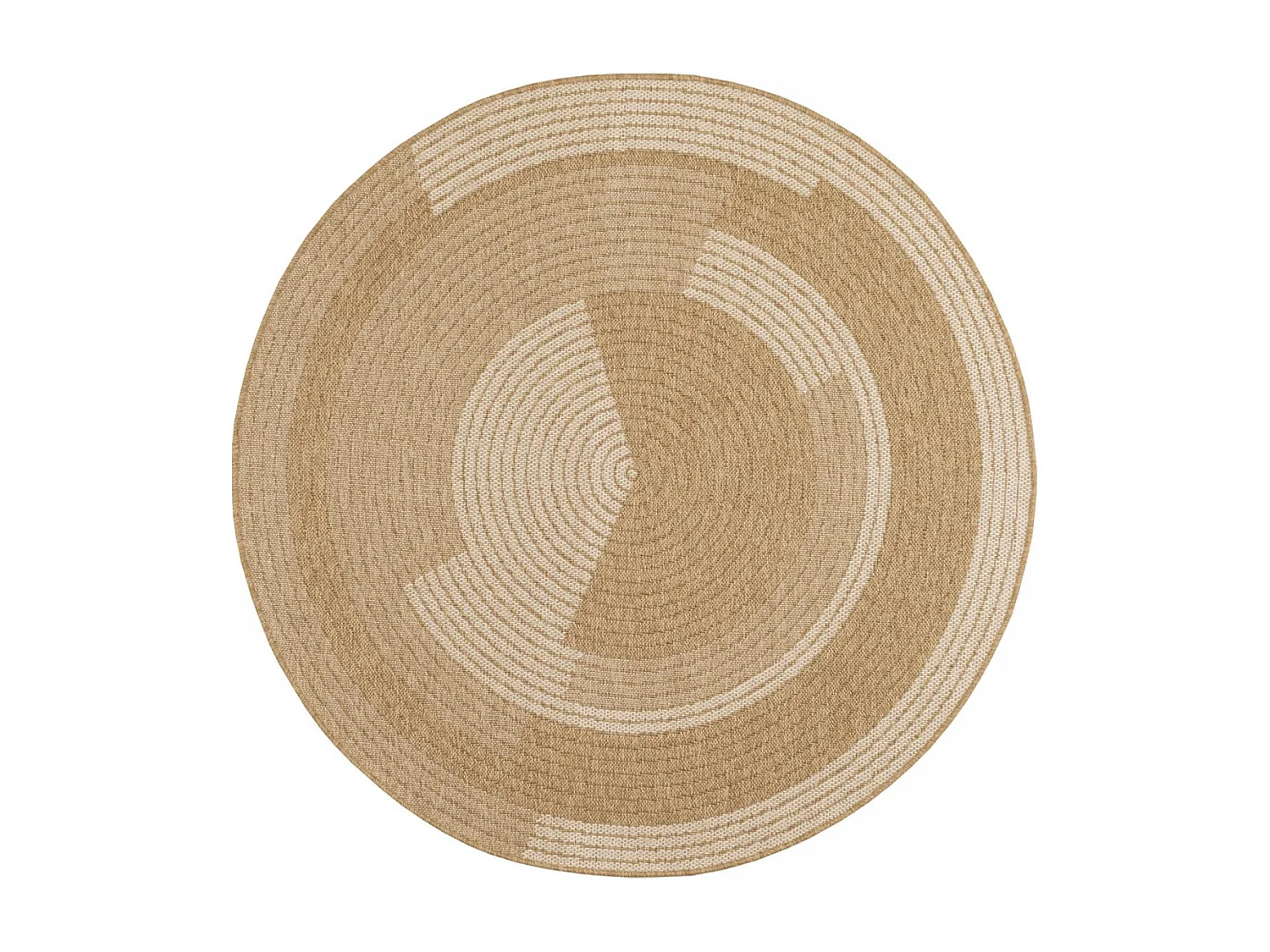 Tapis rond d'extérieur Ø160cm tissé kilim beige et blanc JUTE ART 7