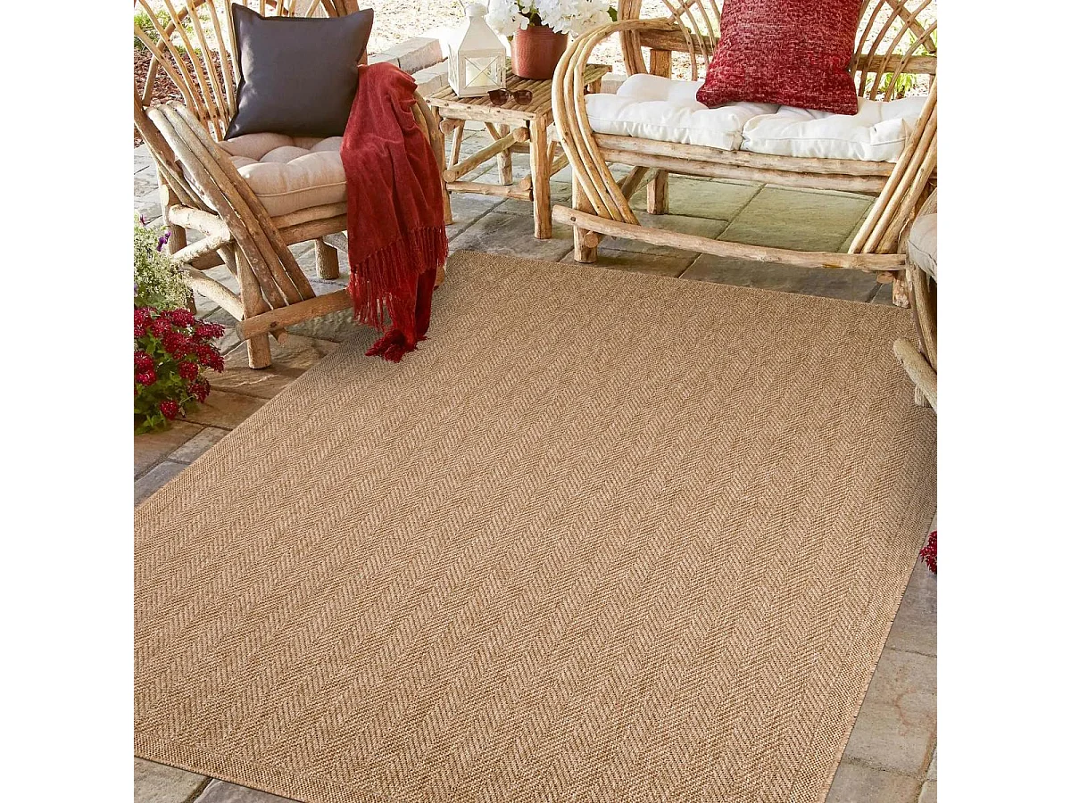 Tapis extérieur 80x150 tissé kilim beige JUTE ART 4