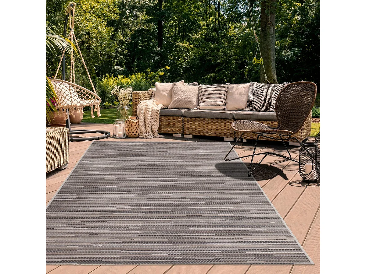 Tapis extérieur 120x170 tissé kilim beige et marron LYN45 SUNSAU