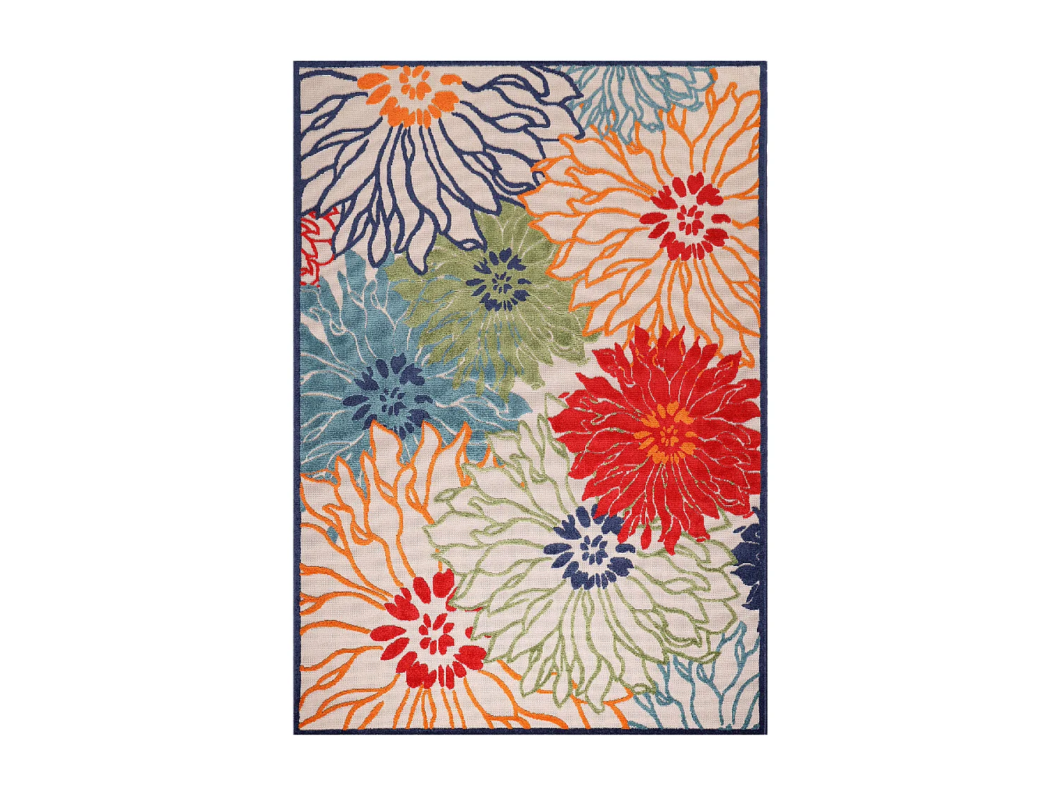 Tapis extérieur 80x200 tissé kilim bleu et beige CHIMEKA