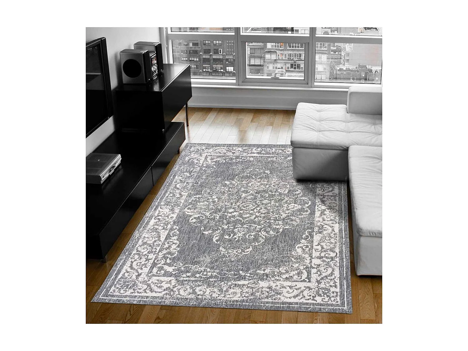 Tapis extérieur, kilim reversible 80x150 LYN2 AP REVERSIBLE gris