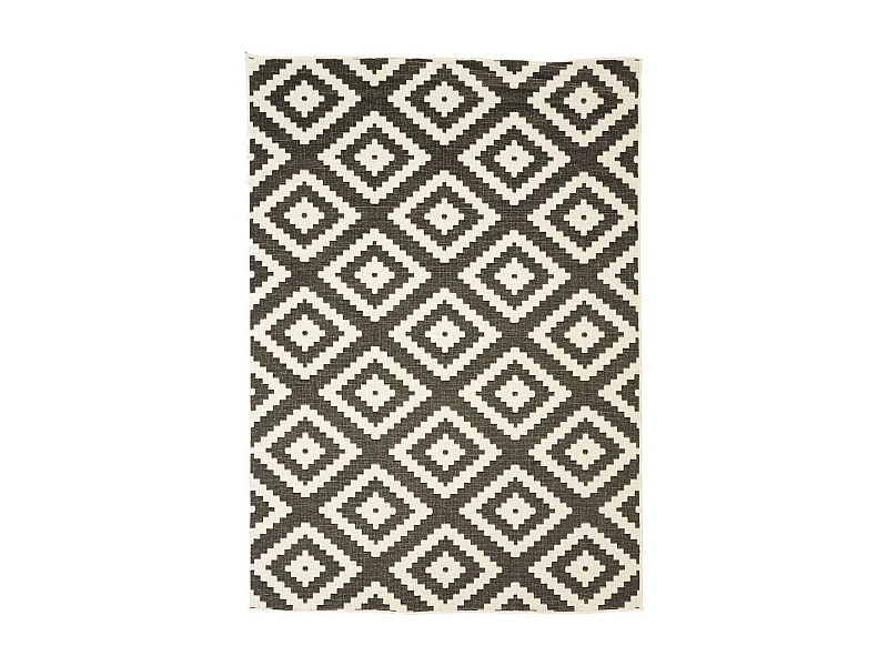 Tapis extérieur, kilim reversible 120x170 LYN2 AY REVERSIBLE noir et crème
