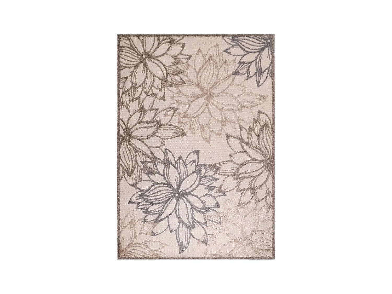 Tapis extérieur 200x290 tissé kilim marron et crème CHIMEKO