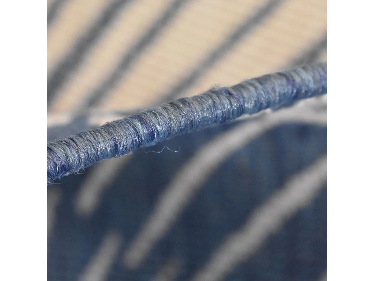 Tappeto rotondo da esterno, kilim reversibile Ø120cm EX1 B blu e crema