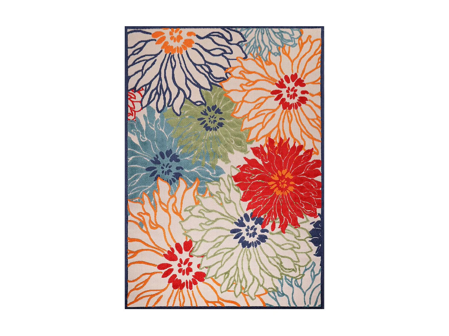 Tapis extérieur 160x230 tissé kilim bleu et beige CHIMEKA