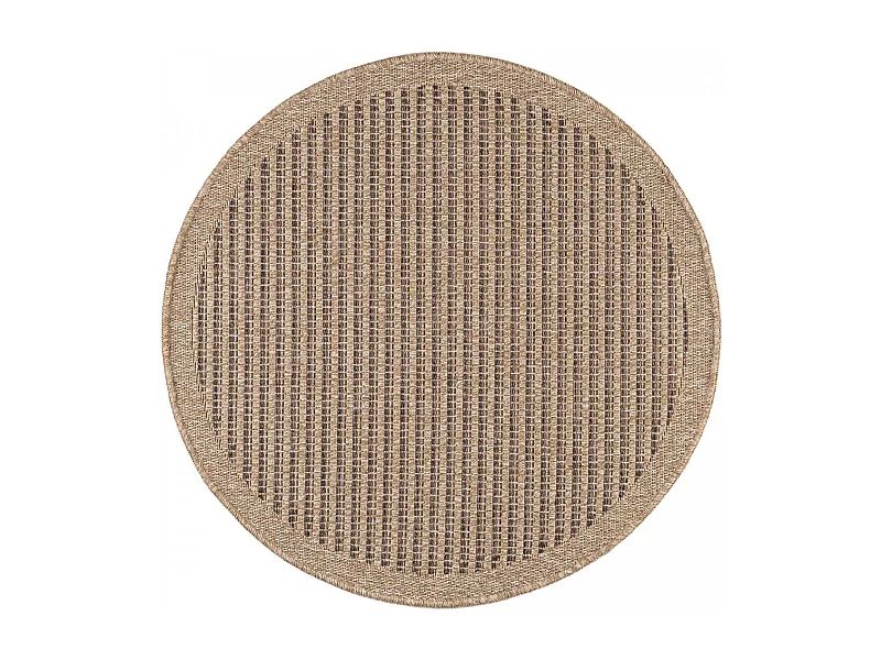 Tapis extérieur Ø80cm rond tissé kilim marron JUTE ART