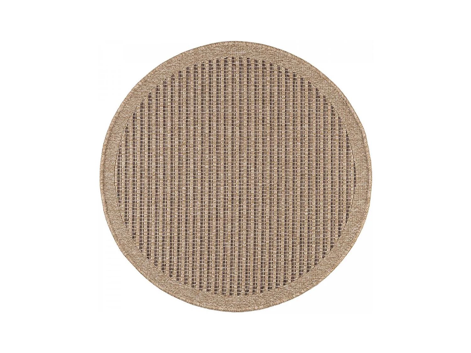 Tapis extérieur Ø80cm rond tissé kilim marron JUTE ART
