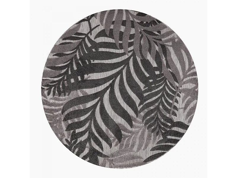 Tapis rond d'extérieur Ø120cm tissé kilim gris CHIMEK