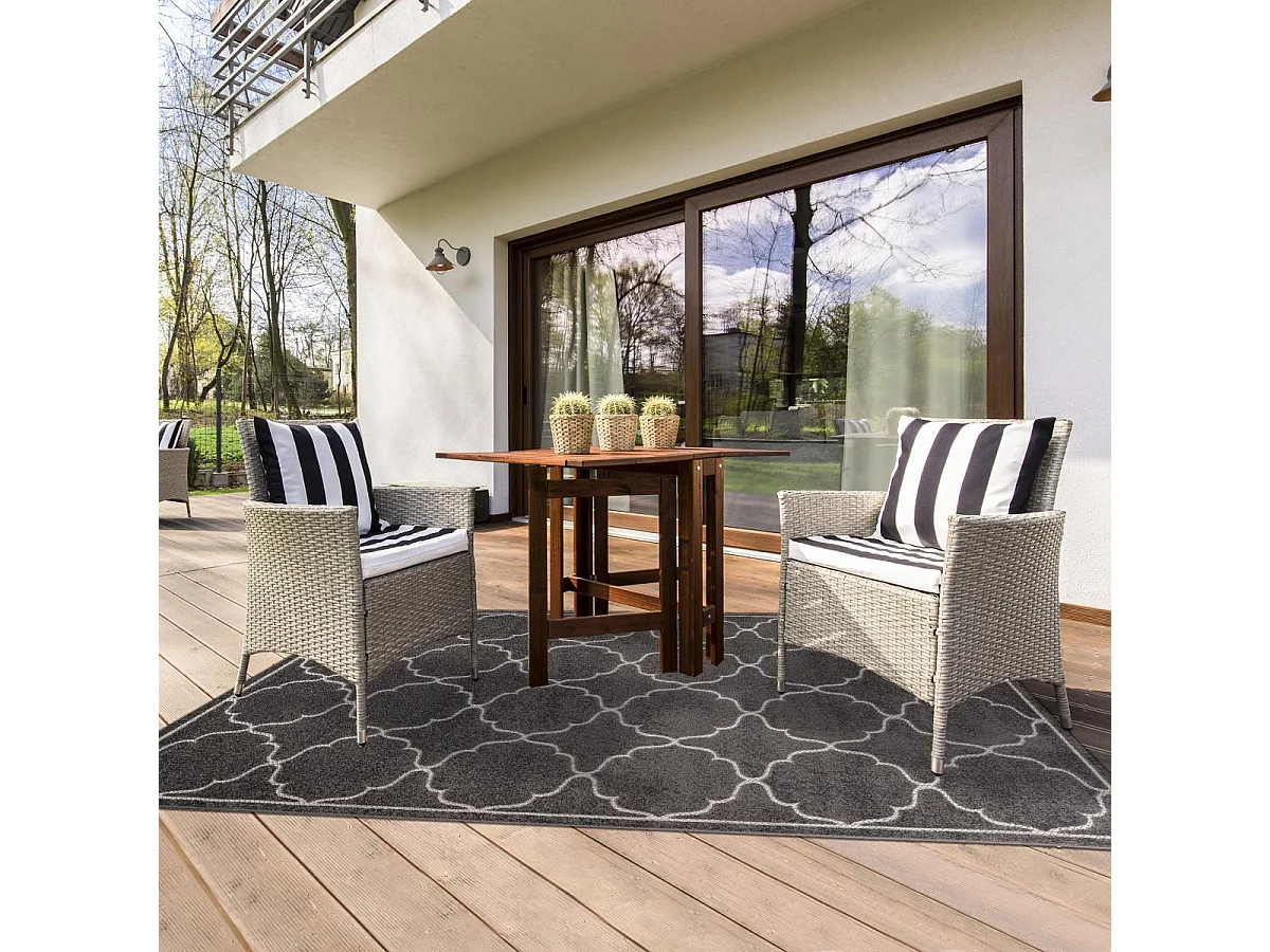 Tapis extérieur 80x150 tissé kilim gris KUMA