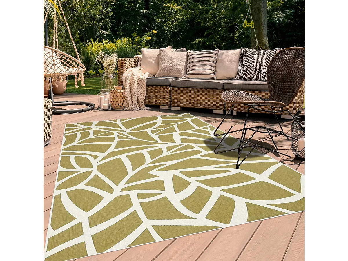 Tappeto da esterno 160x230 tessuto kilim verde LEAF