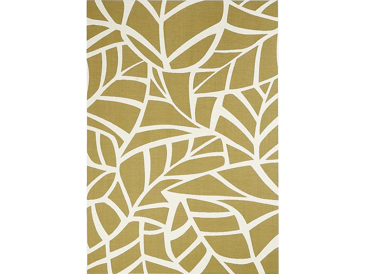 Tapis extérieur 160x230 tissé kilim vert FEUILLE