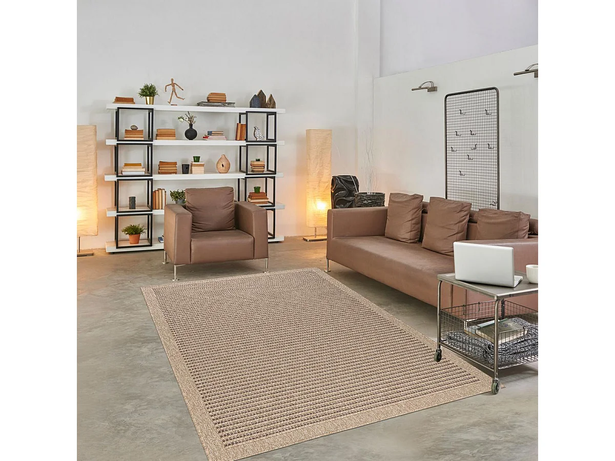 Tapis extérieur 160x230 tissé kilim marron JUTE ART