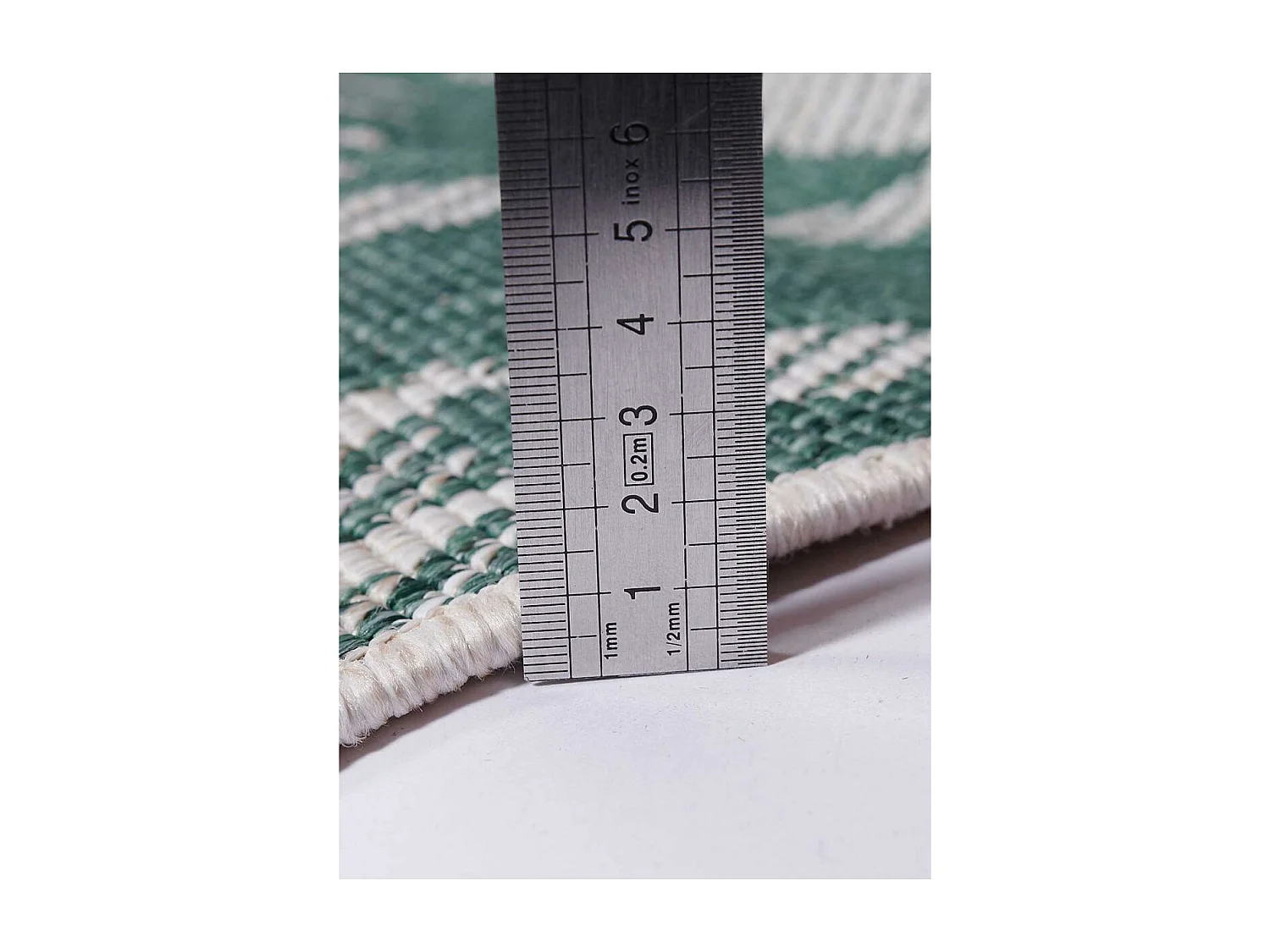 Tapis extérieur, kilim reversible 80x150 LYN2 AX REVERSIBLE vert et crème