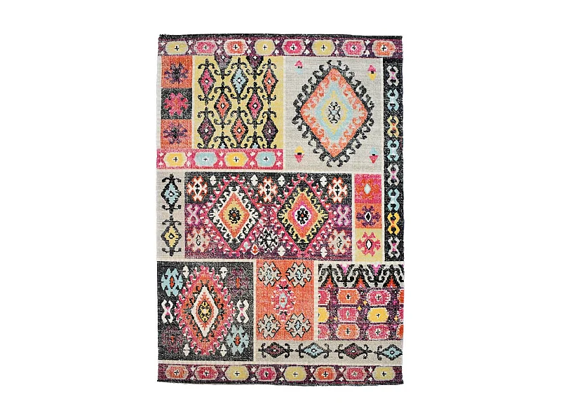 Tapis extérieur 120x170 tissé kilim rouge et orange EXT LAHORS