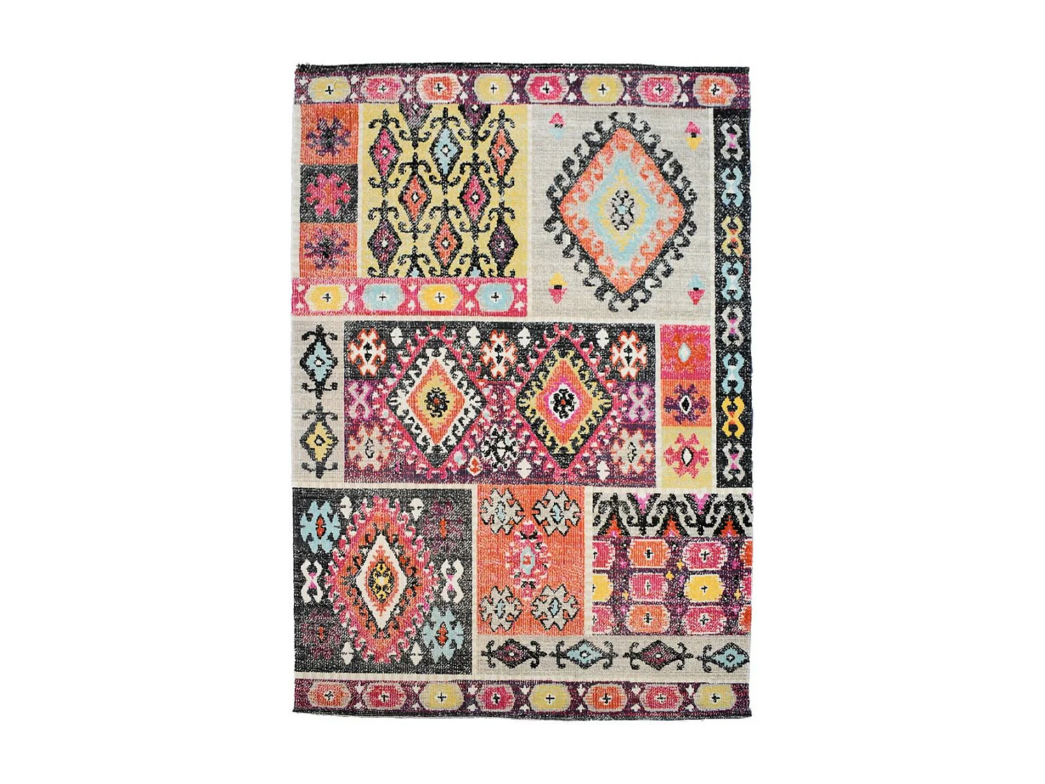 Tapis extérieur 120x170 tissé kilim rouge et orange EXT LAHORS