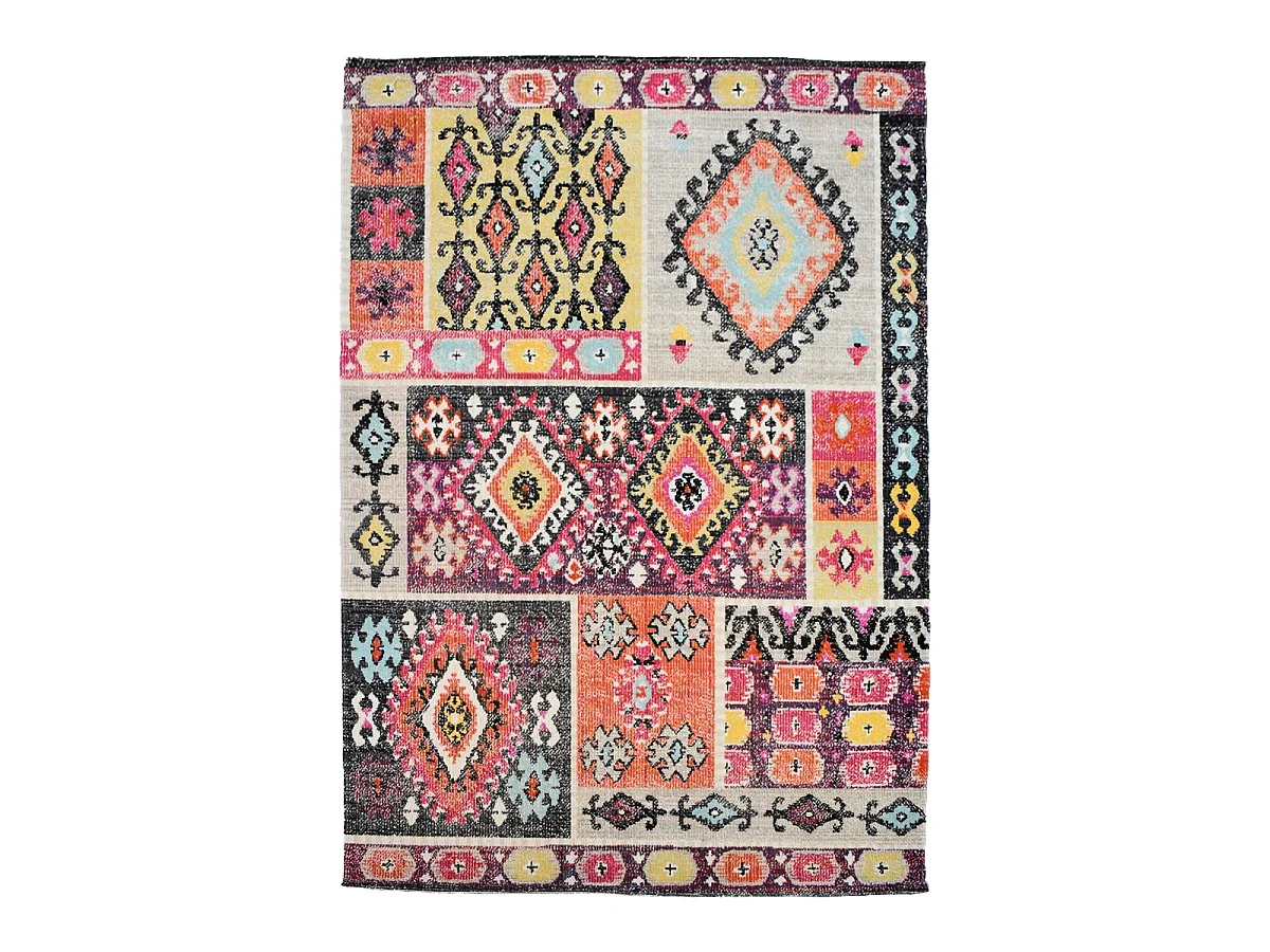 Tapis extérieur 120x170 tissé kilim rouge et orange EXT LAHORS