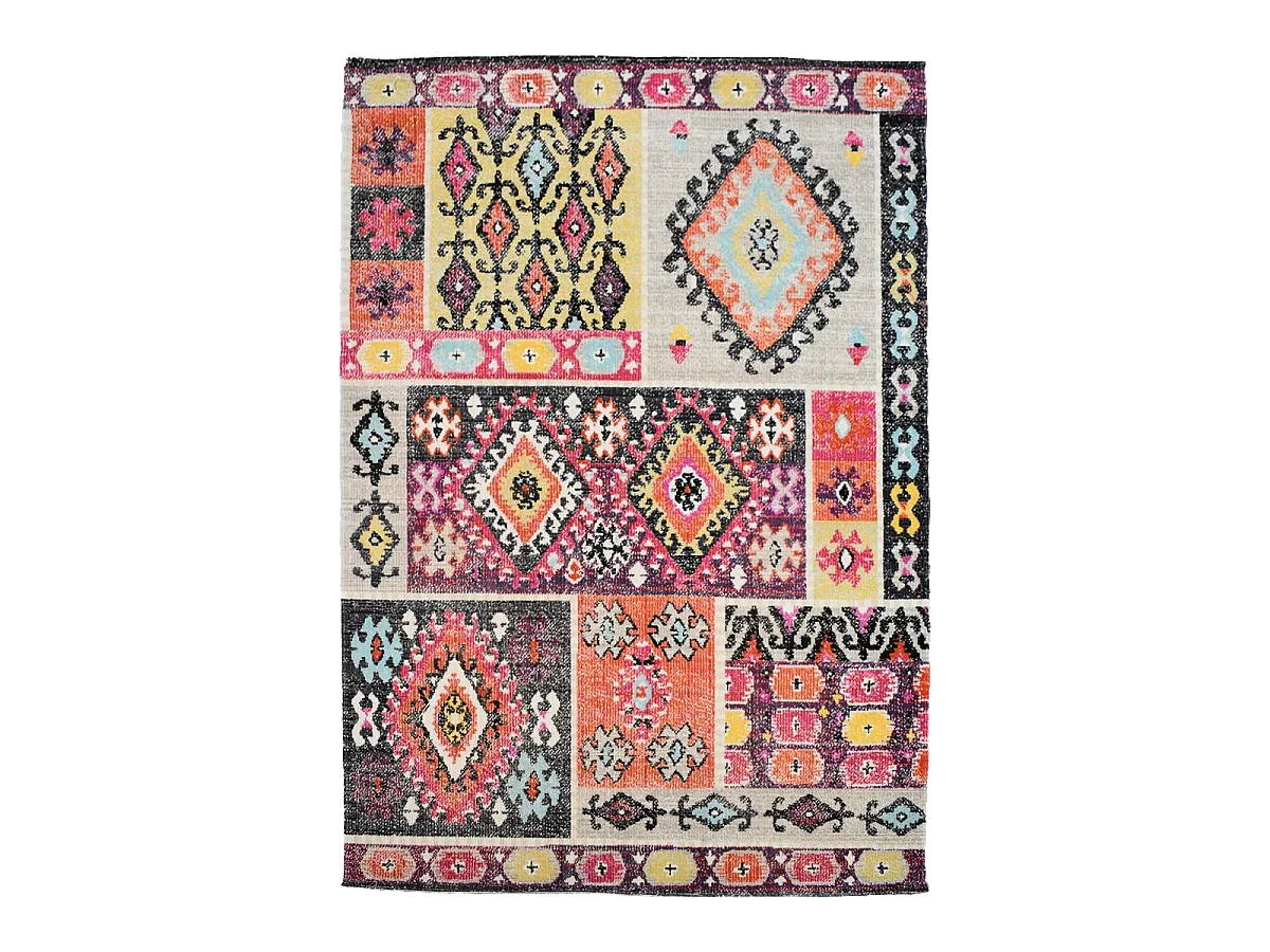Tapis extérieur 120x170 tissé kilim rouge et orange EXT LAHORS