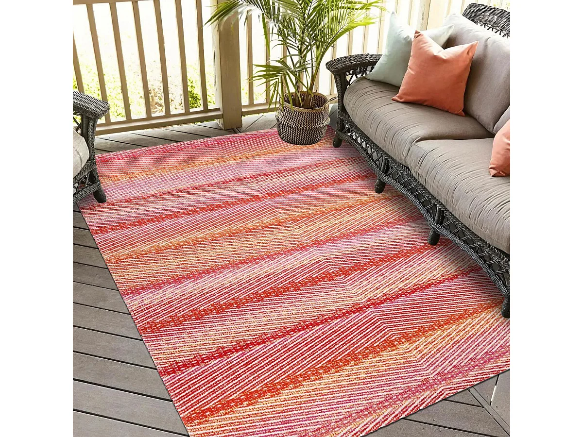 Tapis extérieur 150x220 tissé kilim rose et rouge SEMA