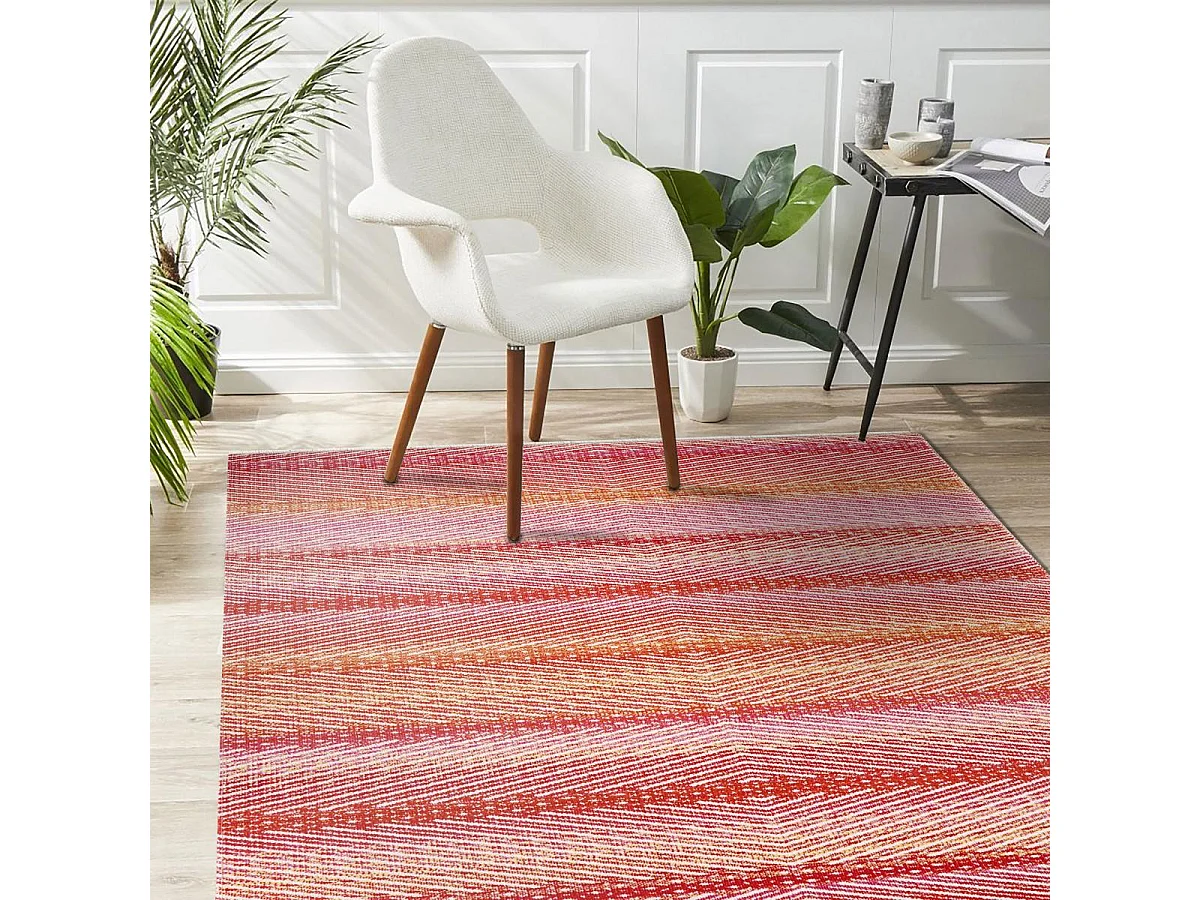 Tapis extérieur 150x220 tissé kilim rose et rouge SEMA
