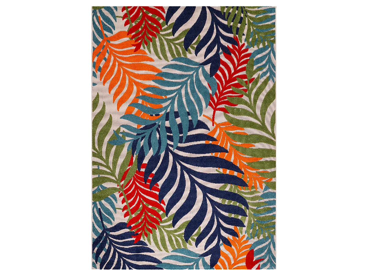 Tapis extérieur 120x170 tissé kilim bleu et rouge CHIMEK