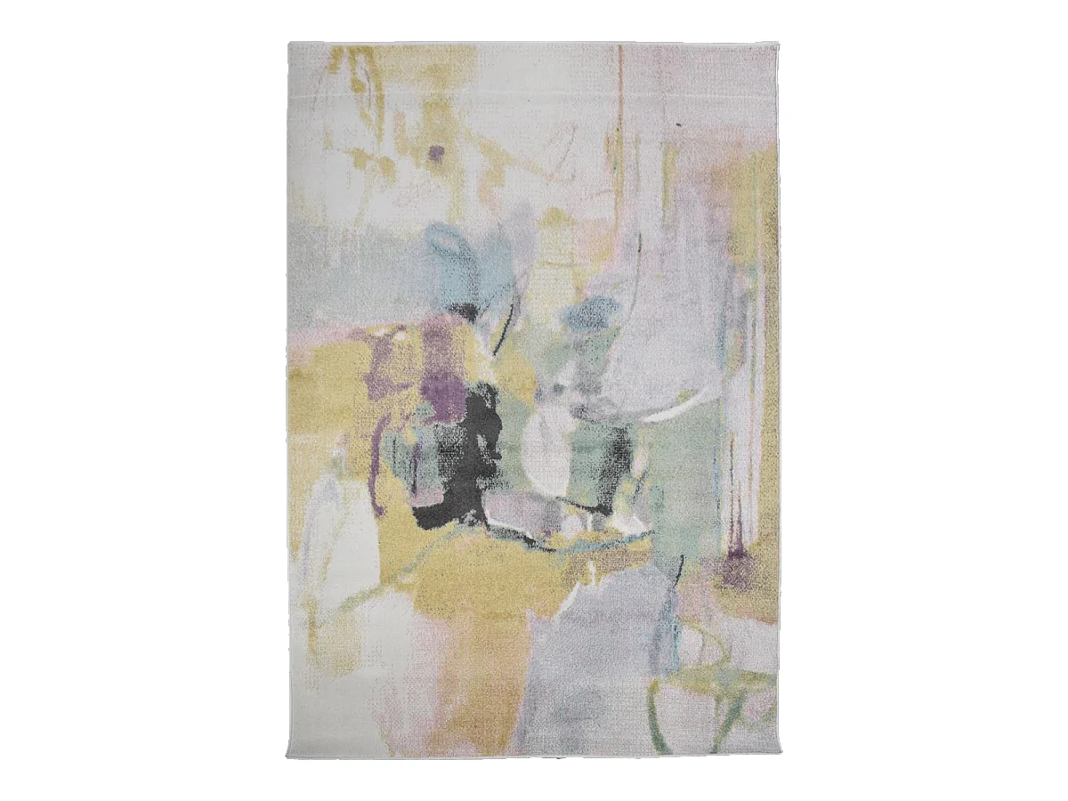 tapis salon 160x220 tissé beige et marron rectangle motif abstrait CLANDA