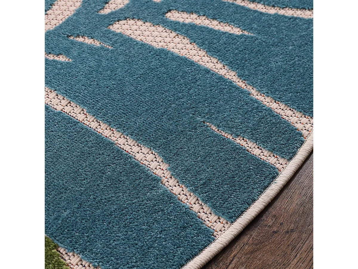 Tapis extérieur 160x230 tissé kilim bleu et rouge CHIMEKI