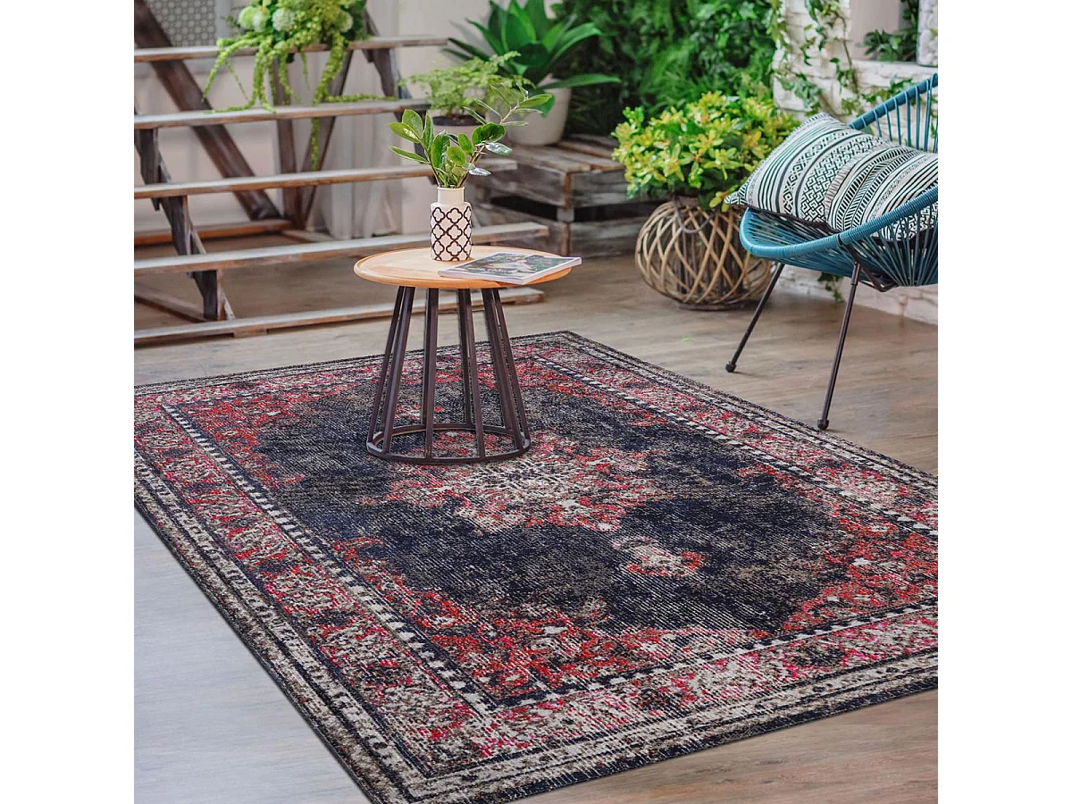Tapis extérieur 120x170 tissé kilim rouge et brun OZLEM