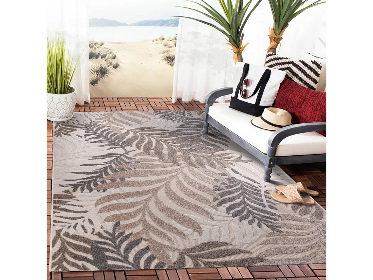Tapis extérieur 80x150 tissé kilim crème CHIMEK