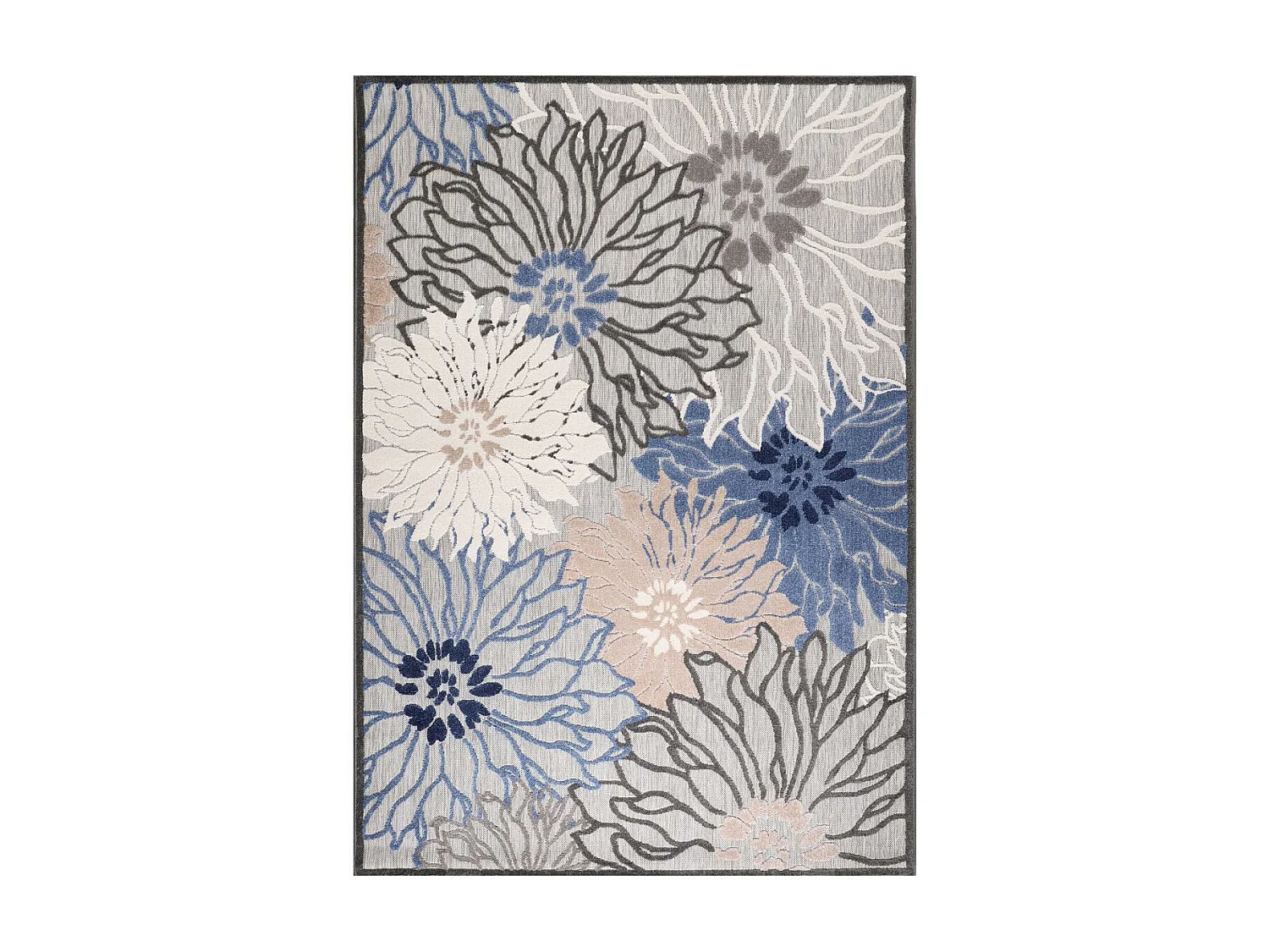 Tapis extérieur 140x200 tissé kilim bleu et gris CHIMEKA