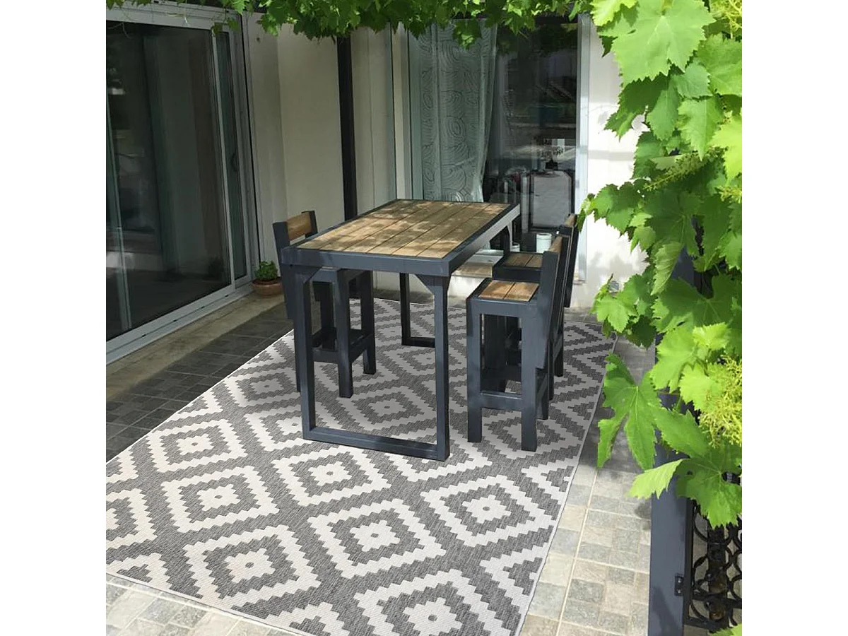 Tapis extérieur, kilim reversible 160x230 LYN2 I REVERSIBLE gris