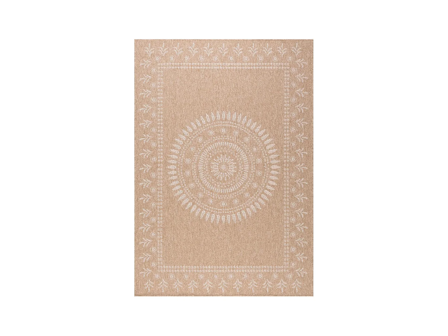 Tapis extérieur 120x170 tissé kilim beige et blanc JUTE ART 6