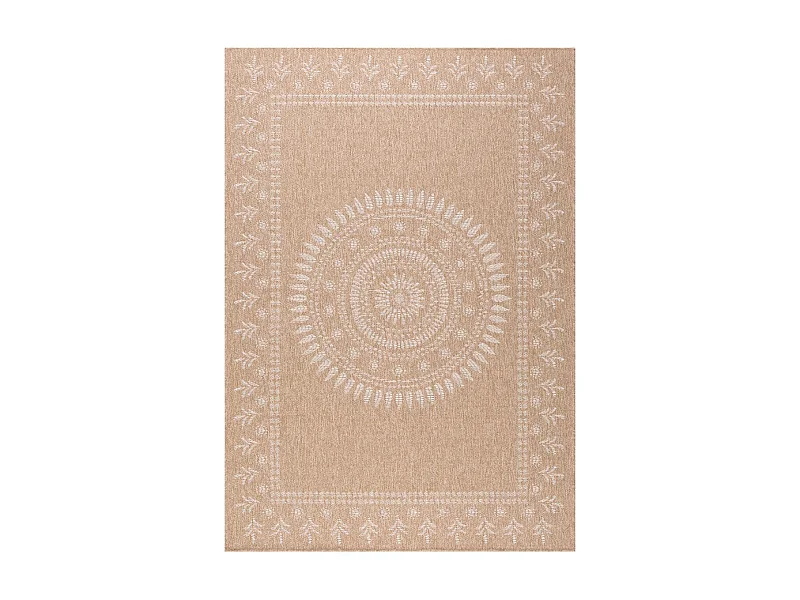 Tapis extérieur 120x170 tissé kilim beige et blanc JUTE ART 6
