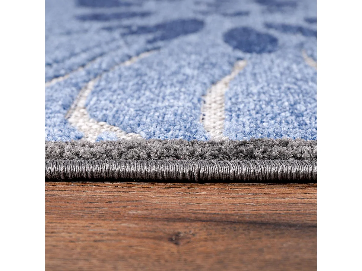 Tappeto da esterno Ø200 cm tessuto rotondo kilim blu e grigio CHIMEKA